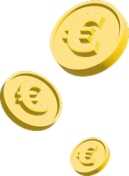 Pièces en 3D avec le symbole euro