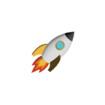 Picto en 3D d'une rocket/fusée en vol