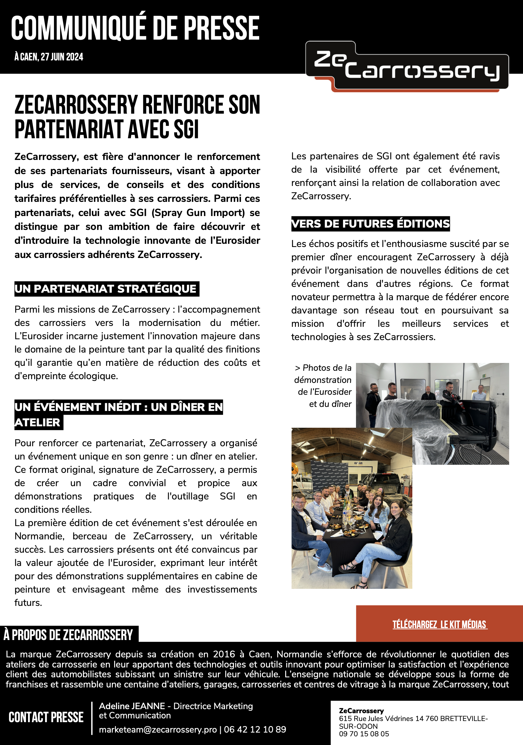 Aperçu du communiqué de presse sur ZeCarrossery renforce son partenariat avec SGI
