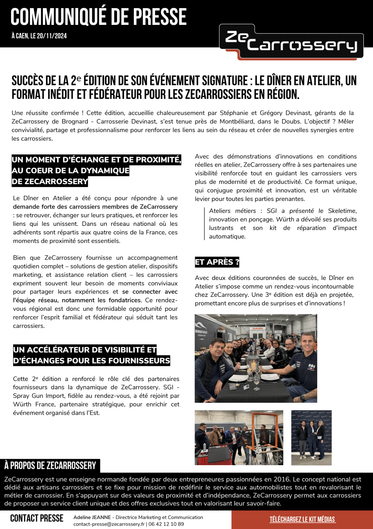 Aperçu du communique de presse sur le succès de la 2e Edition de son événement signature : le dîner en atelier