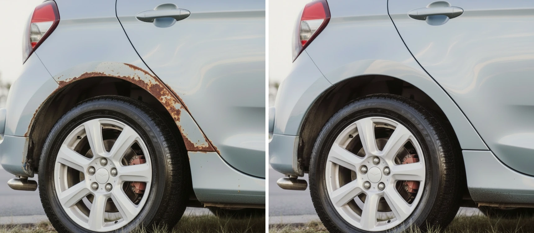 Aile de voiture grise oxydée